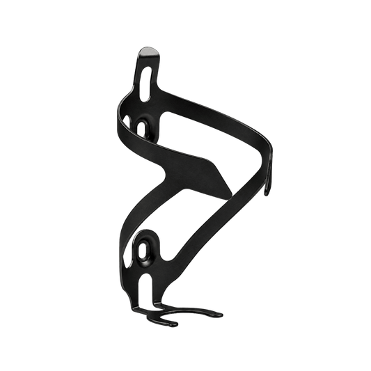Black metal bottle holder accessory for the FlekTrike Pro All-Terrain Tilting eTrike, featuring a lightweight open-frame design and mounting holes.