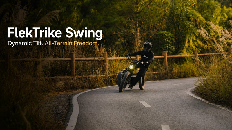 Rider on flektrike swing on a curved road