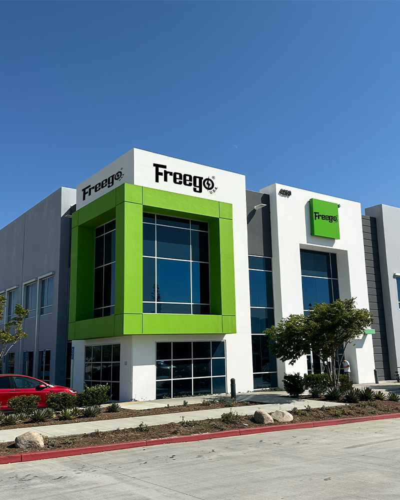 Building with Freego logo on a clear day