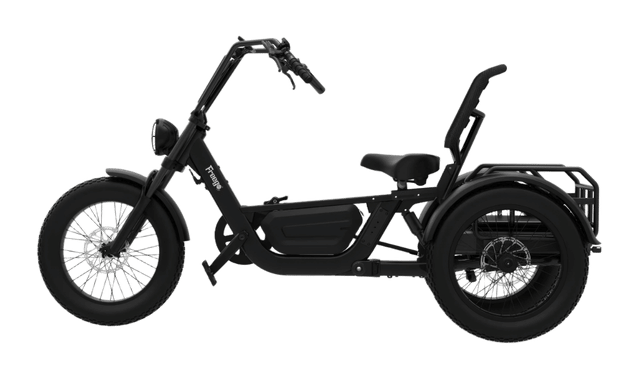 Black electric tricycle flektrike pro on a white background