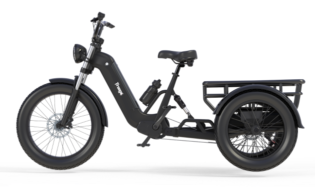 Black electric tricycle flektrike swing on a white background