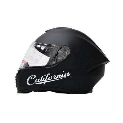 Freego California matte black full-face helmet rear view