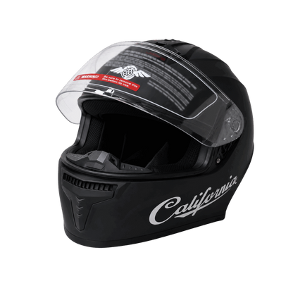 Freego California matte black motorcycle helmet open visor front view