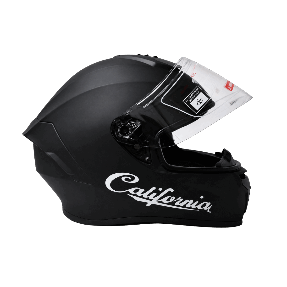 Freego California matte black motorcycle helmet open visor view
