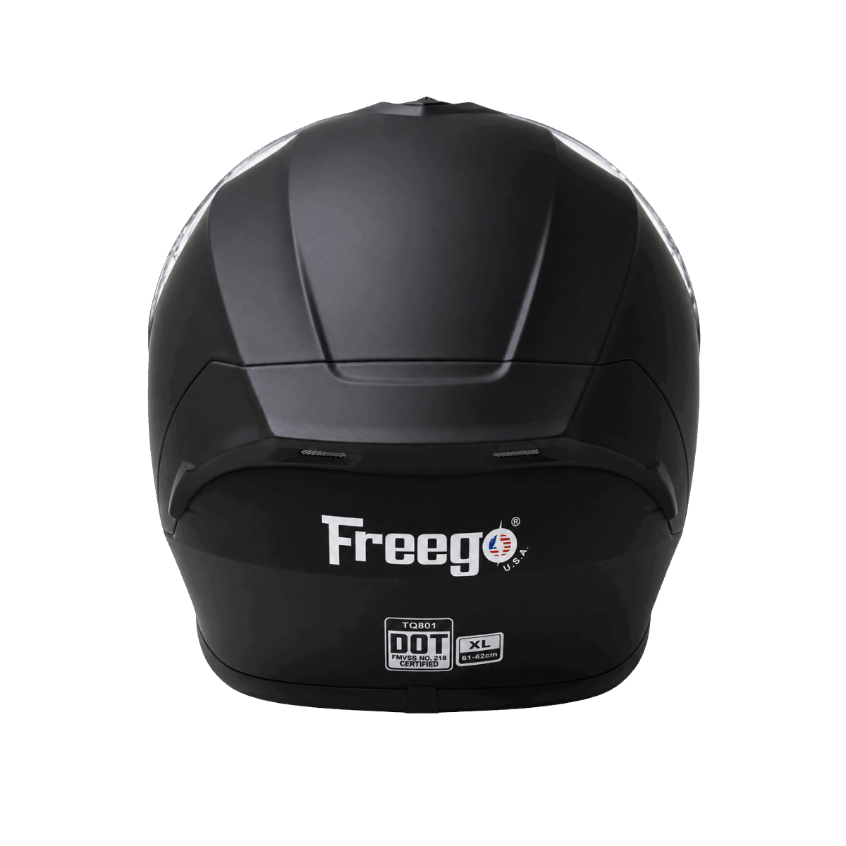 Freego helmet rear view with DOT certification